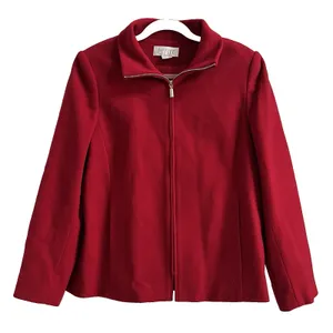 Vintage Wool Cashmere Jacket Red Y2K 90s Petite Sophisticate Size 14 thumbnail 1