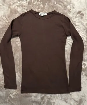 Credos Tee Women's Size S Long Sleeve Ribbed Brown Tee thumbnail 1