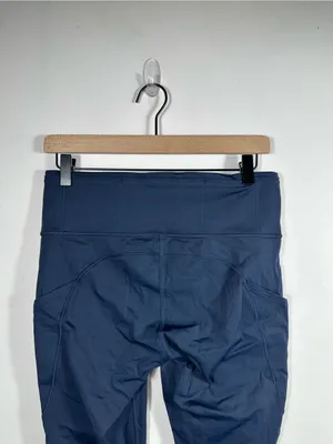 Lululemon Fast & Free Crop II Nulux 19” True‎ Navy Running Leggings Size 10 thumbnail 6