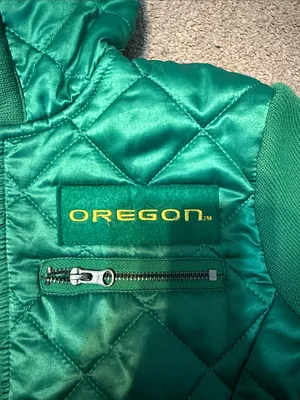 G III By Carl Banks Vintage Oregon Ducks Green Quilted Bomber Jacket Size S thumbnail 3