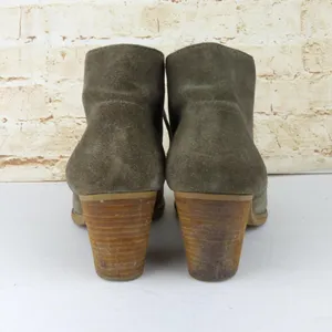Madewell 1937 Sandstorm Suede Leather Lace-up Ankle Booties 7.5 Tan Block Heel thumbnail 7