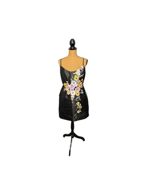 Azazie Atelier Bria Dress Size 6 Black 3D Floral Embroidered Mini NWT thumbnail 2