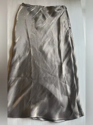 NWT Anthropologie Shine Bias Midi Skirt XS Metallic Khaki Champagne $108 thumbnail 2