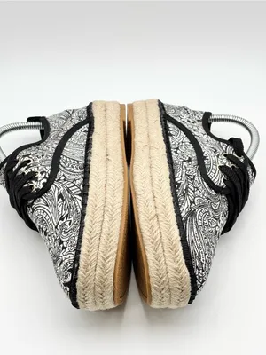 Catisa Black & White Paisley Espadrille Lace-Up Flats Size 37 / US 6.5 thumbnail 9