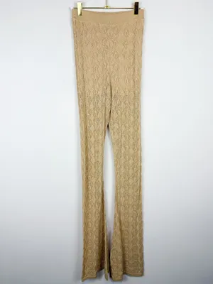 Free People Take Me Out Co-Ord Gold Metallic‎ Knit 2 Piece Set Flared Leg Small thumbnail 9