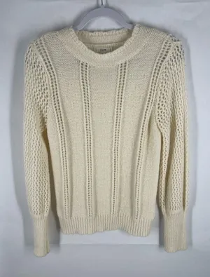 Open-Knit‎ Crewneck Sweater in Cream - Women's thumbnail 1