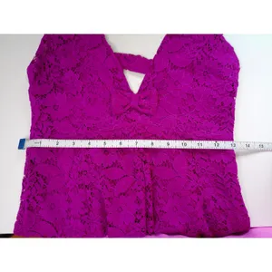 Zara Magenta Purple Floral Lace Bow V-Neck Mini Dress 3373/490/630 XS Coquette thumbnail 10