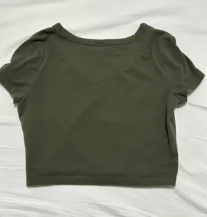 Wild Fable Army Green Cropped V Neck Tee thumbnail 3