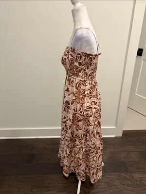 New With Tags BeCool Mocha Floral Midi Dress Sz M thumbnail 7