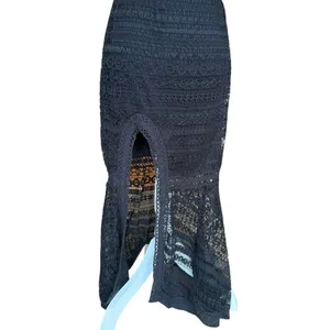 Lulus Absolute Elegance Black Lace Sleeveless Midi Dress Slit Womens Small NEW thumbnail 6