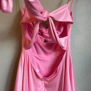Lucy in the Sky Dress Pink Large Shimmer Sleeveless Tie Back Mini Homecoming thumbnail 14
