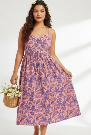 Universal Thread Boho Floral Tie-Back Midi Dress Cottagecore Garden Party XXL thumbnail 1