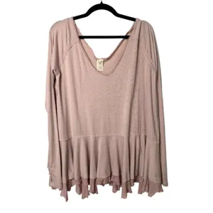 Free People We the Free Light Pink Tangerine Swing Long Sleeve Blouse Medium thumbnail 5