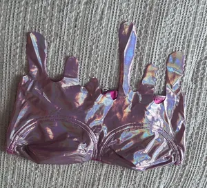 SHEIN Holographic Pink Drip Bandeau Top thumbnail 1