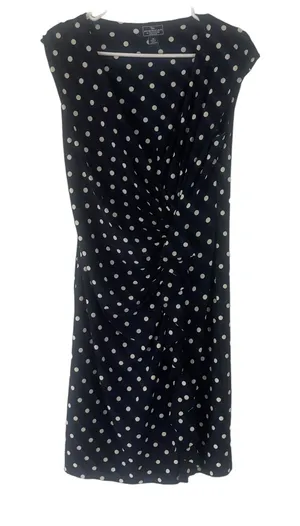 American Living Women's 14‎ Blue Polka Dot Runched Ruffle Dress Kentucky Derby thumbnail 1