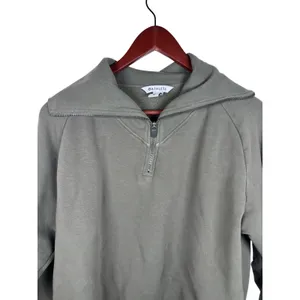 Athleta Sweatshirt XS Retro Plush Quarter Zip Olive Green Oversized Collar thumbnail 3