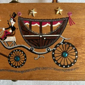 Vintage Wooden Box Handbag with Horse and Carriage Design by Gary Gails thumbnail 2