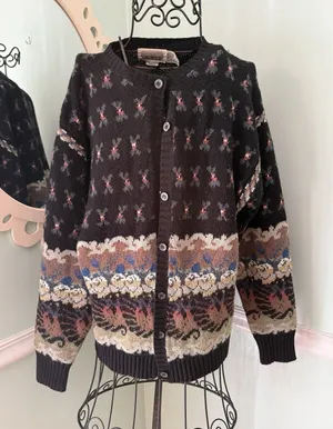 Vtg Fair Isle The Import‎ Workshop Wool Blend Button Cardigan Sweater Large thumbnail 1