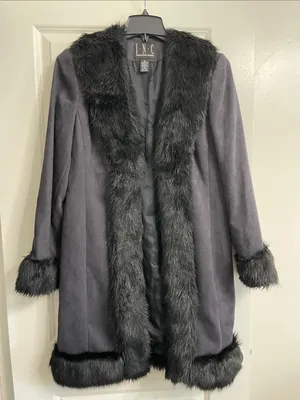Vintage INC International Concepts Suede Penny Lane Fur Y2K Coat Large thumbnail 3