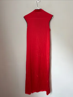Vintage JCPenney Asian Inspired Red Satin Embroidered Nightgown XS ^ thumbnail 5