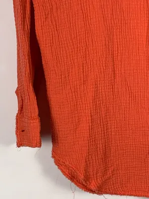 Aerie Womens S Pool to Party Gauze Shirt Orange Cotton Oversized Beach Cover Up thumbnail 8