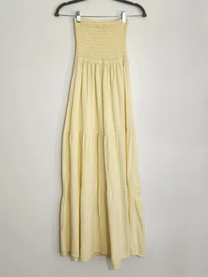 Sea Spice Yellow Boho Strapless Maxi Dress Size XL thumbnail 4