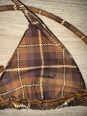 Revolve Miaou Bikini in Chocolate Plaid thumbnail 5