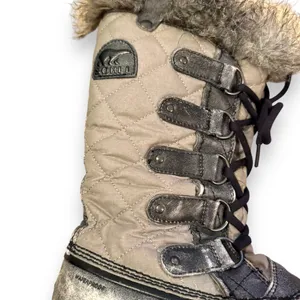 Sorel Tofino Tall Gray Waterproof Lace Up Distressed Faux‎ Fur Snow Boots Sz 7.5 thumbnail 12