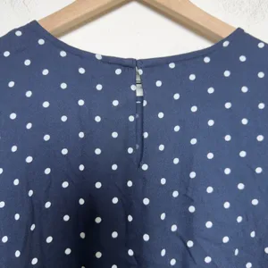 NEW Old Navy Women Crepe Mini Dress Large Navy Polka Dot Short Sleeve Pockets thumbnail 10