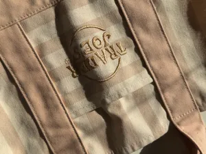 Trader Joe’s exclusive tan teal spring 2026 tote bag thumbnail 6