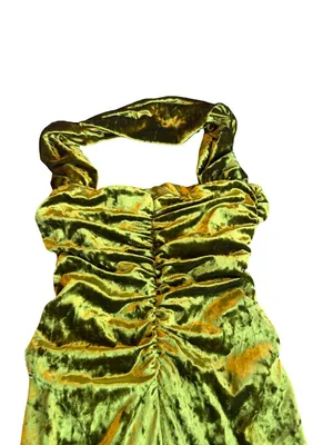 Zara Bold Green Strapless Crushed Velvet Dress Neck Strap Midi Size Medium Women thumbnail 10
