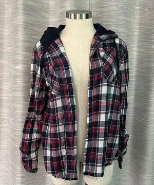 Love Note- Navy blue, Pink, white hooded flannel thumbnail 1