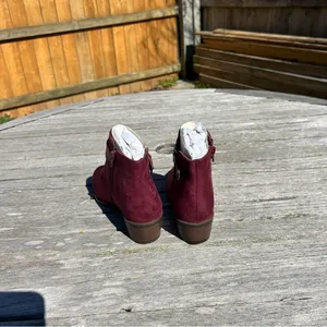Market & Spruce Burgundy Faux Suede‎ Odeya Bootie Inner Ankle Zipper size 6 wide thumbnail 5