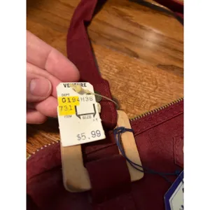 American‎ Eagles Tote Bag Vintage 90s Burgundy Canvas Wood Buckle NWT OS Retro thumbnail 8