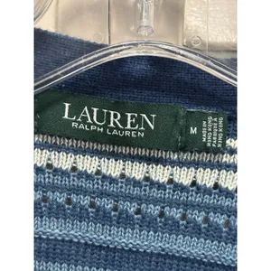 Lauren Ralph Lauren Open Cardigan Wide Sleeve Knit Size M Blue Fringe thumbnail 2