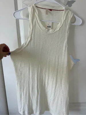 Anthropologie Cream Ribbed Tank Top thumbnail 2
