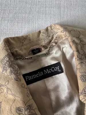 Pamela McCoy Suede Tan Floral Suede Jacket, Medium thumbnail 8