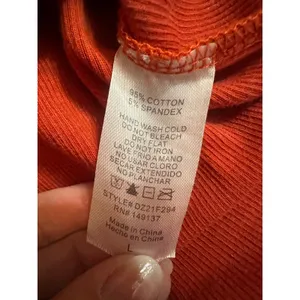 Double Zero Dress L Rust Ribbed Bodycon Mini Tie Shoulder Stretch Cotton thumbnail 5