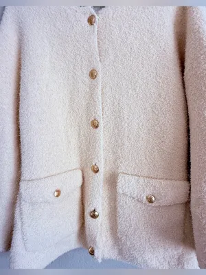 J. Crew 2025 Cream Gold Button Cinched Waist Sweater Jacket Knit Cardigan Sz L thumbnail 3