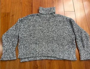 NWOT‎ Madewell Speckled Knit Turtleneck Crop Sweater Cozy Casual Women's Size S thumbnail 1