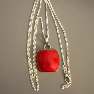 Chic Southwestern Jasper Sterling Silver Pendant w/ Sterling Plate Chain thumbnail 3