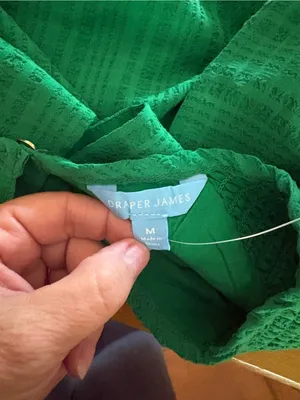 Draper James Kelly Green Puff Sleeve Textured Top thumbnail 6
