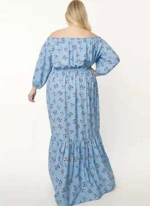 Unique Vintage Blue & Butterflies PLUS SIZE Sweet Escape Maxi Dress NWT | 2XL thumbnail 2