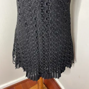 Sandro Lace Crochet Embroidered Franck‎ Mini Dress Sleeveless Ruffle Pleated Hem thumbnail 7