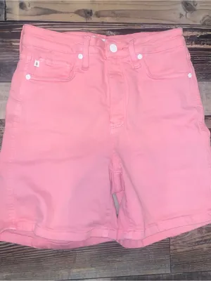 Judy Blue Pink High-Rise Denim Shorts size M thumbnail 1