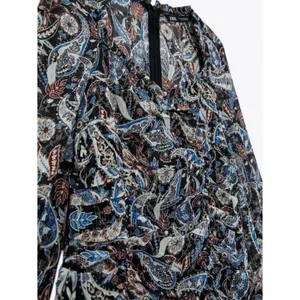 ZARA Paisley Floral Ruched Dress Ruffled Mini Metallic Party Cocktails Small‎ thumbnail 10