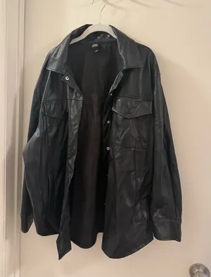 wild fable Black Faux Leather Overshirt Jacket thumbnail 1