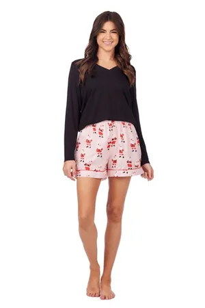 Mud Pie Christmas Holiday Santa Claus Piped Pajama Shorts thumbnail 4