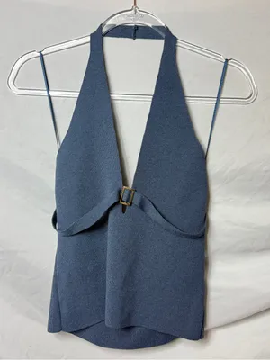 Blue Top - silence + noise Navy Halter Buckle Urban Outfitters thumbnail 1