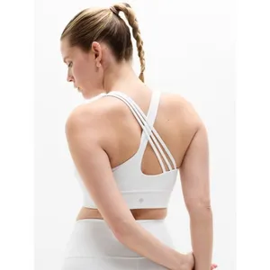 Athleta M Train Free Longline Sports Bra Bright White Medium D-DD thumbnail 2